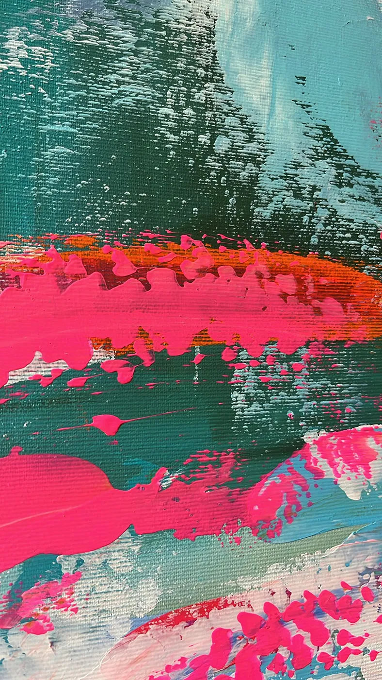 Detailaufnahme Spirit – Plastisches Impasto mit Spachtelspuren, kraftvoller dunkler Sichelstrich als energetischer Anker, Maren Lüke-Amato | Kunst-Direkt.de

